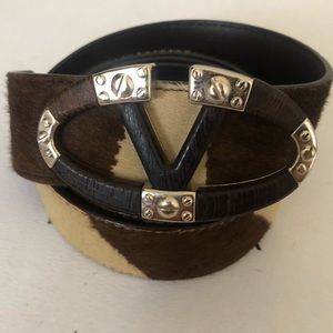 Valentino brown and cowhide reversible belt